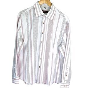 Ben Sherman white red black print dress shirt